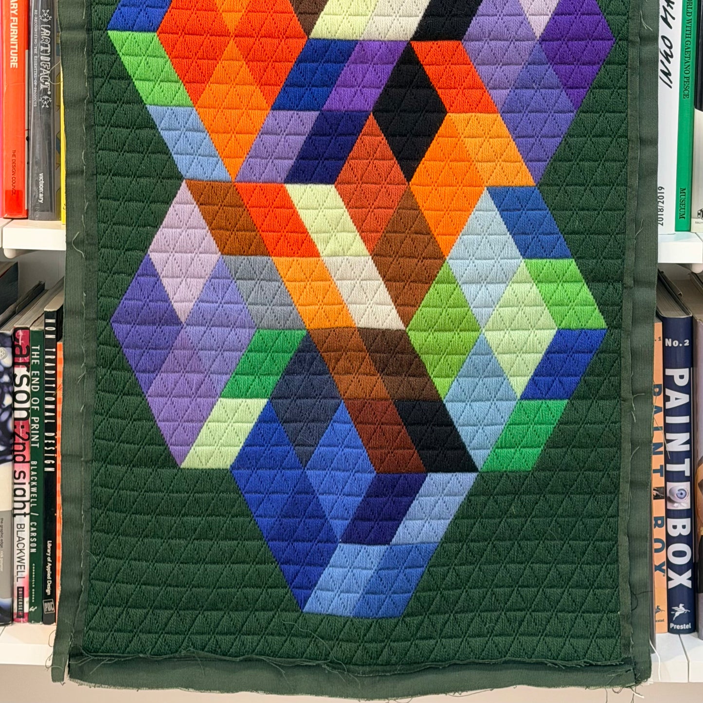 Vintage Vasarely Needlepoint Textile 1970s