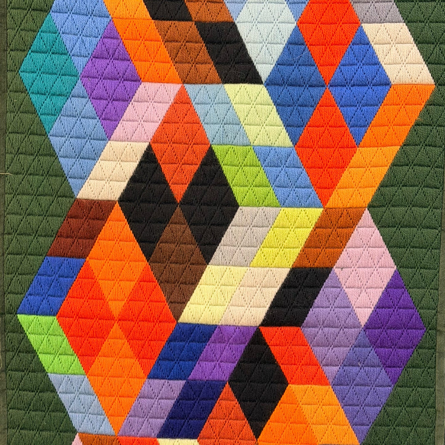 Vintage Vasarely Needlepoint Textile 1970s