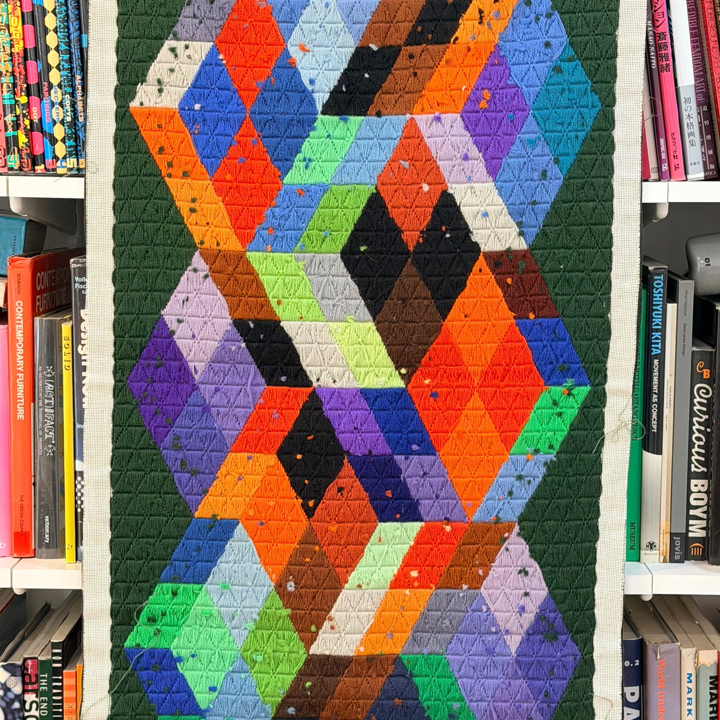 Vintage Vasarely Needlepoint Textile 1970s