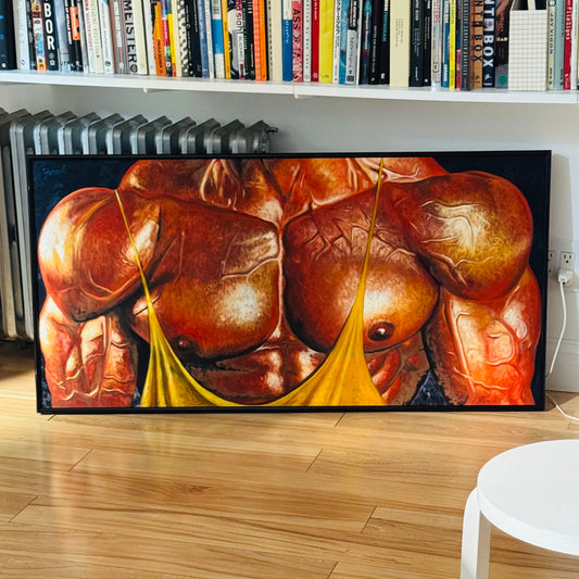 Vintage XL Thomas Foral Bodybuilder Painting 1990s
