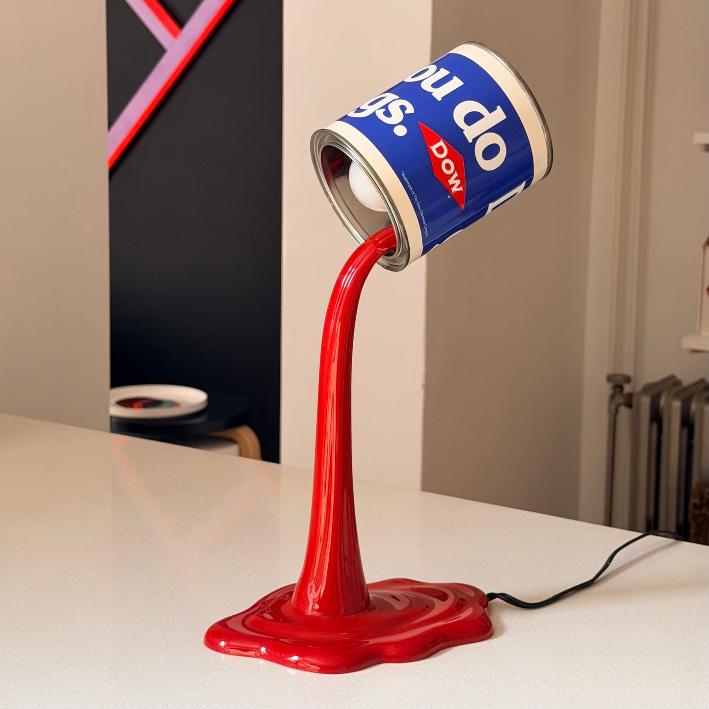 Vintage Pop Art Paint Can Spill Lamp 1980s