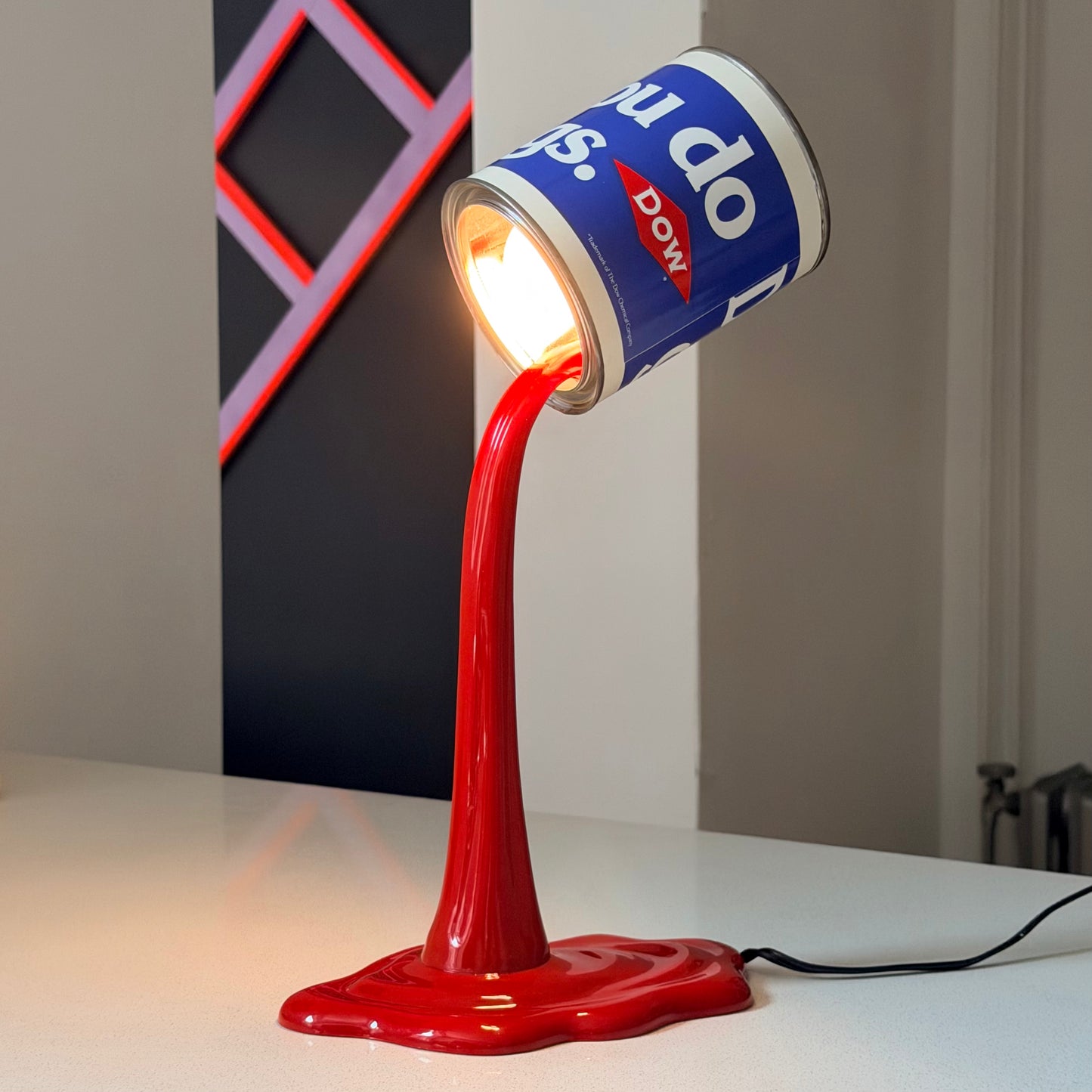 Vintage Pop Art Paint Can Spill Lamp 1980s