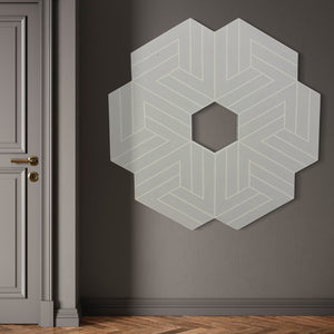 George Palethorpe XL Light Grey Op Art Triangle Hexagon Painting