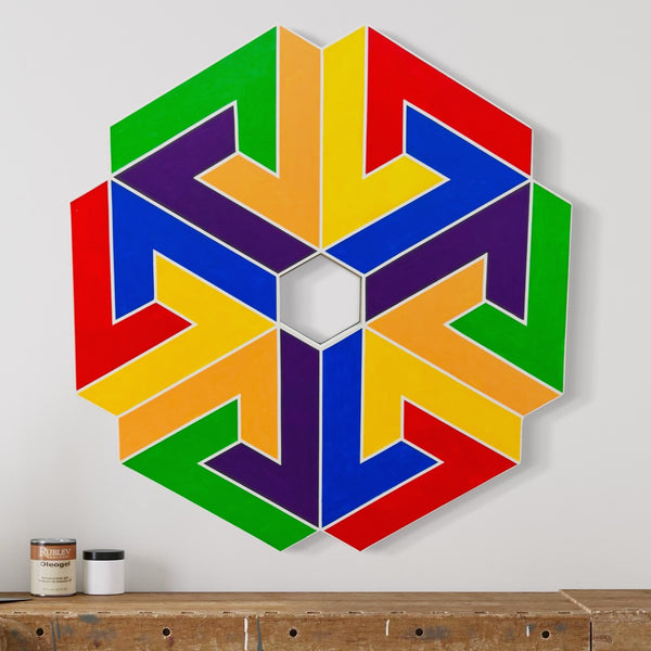 George Palethorpe Large Rainbow Hexagon Painting #1