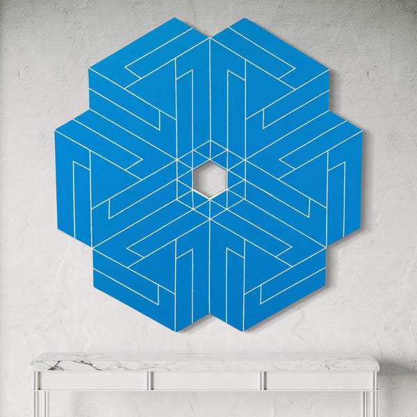 George Palethorpe XL Sky Blue Abstract Hexagon Painting