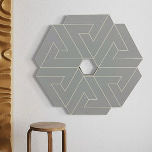 George Palethorpe Large Dark Grey Op Art Triangle Hexagon Painting