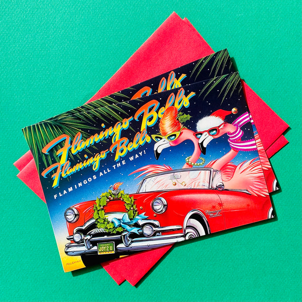 Deadstock 'Flamingo Bells' Holiday Cards S/2 1980S