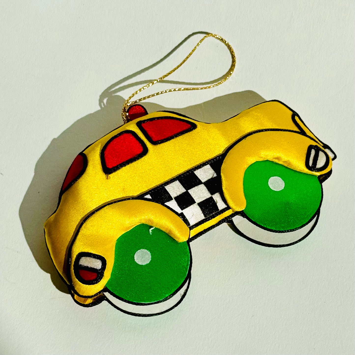 Deadstock 1980s Soft Sculpture NYC Taxi Christmas Ornament