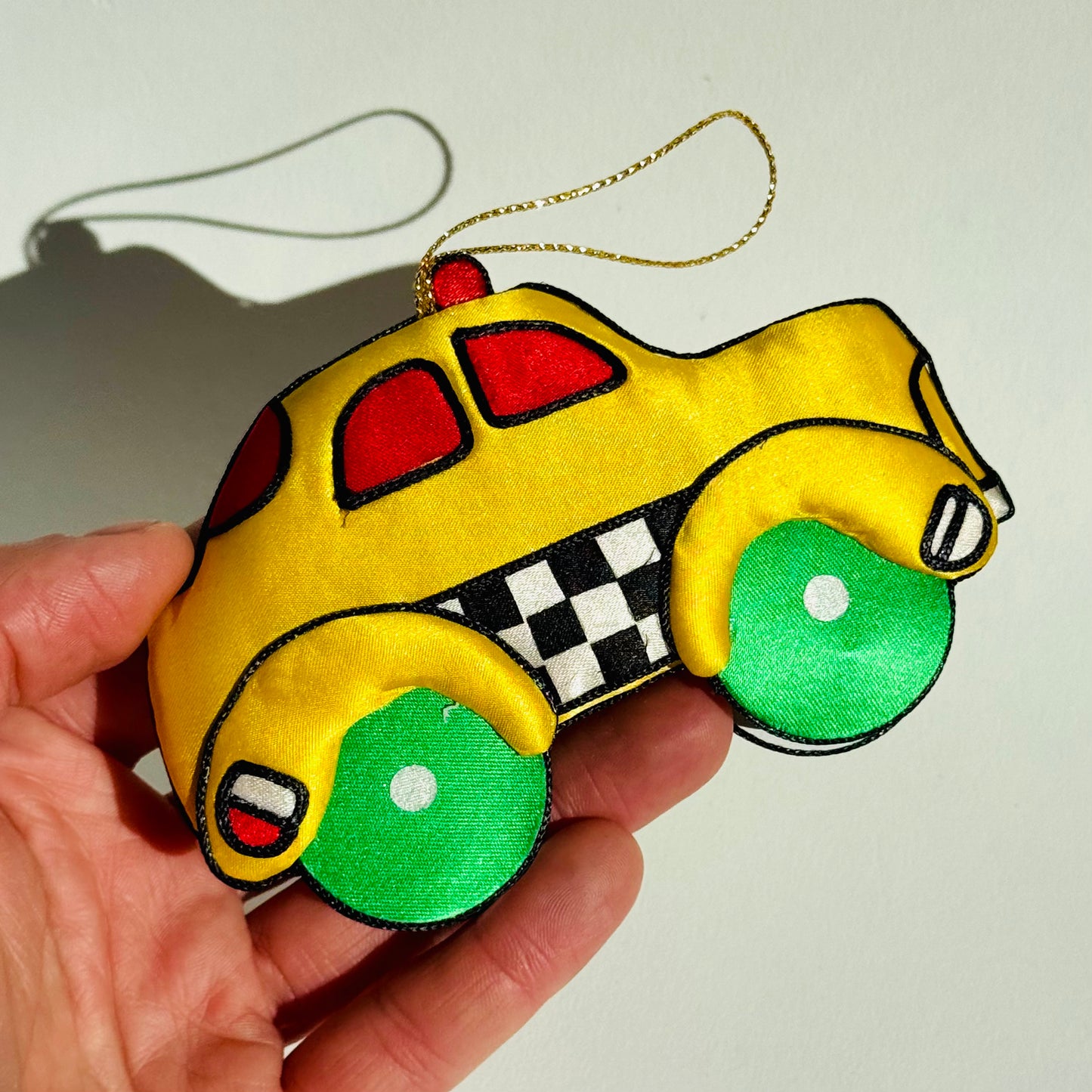 Deadstock 1980s Soft Sculpture NYC Taxi Christmas Ornament
