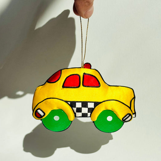 Deadstock 1980s Soft Sculpture NYC Taxi Christmas Ornament