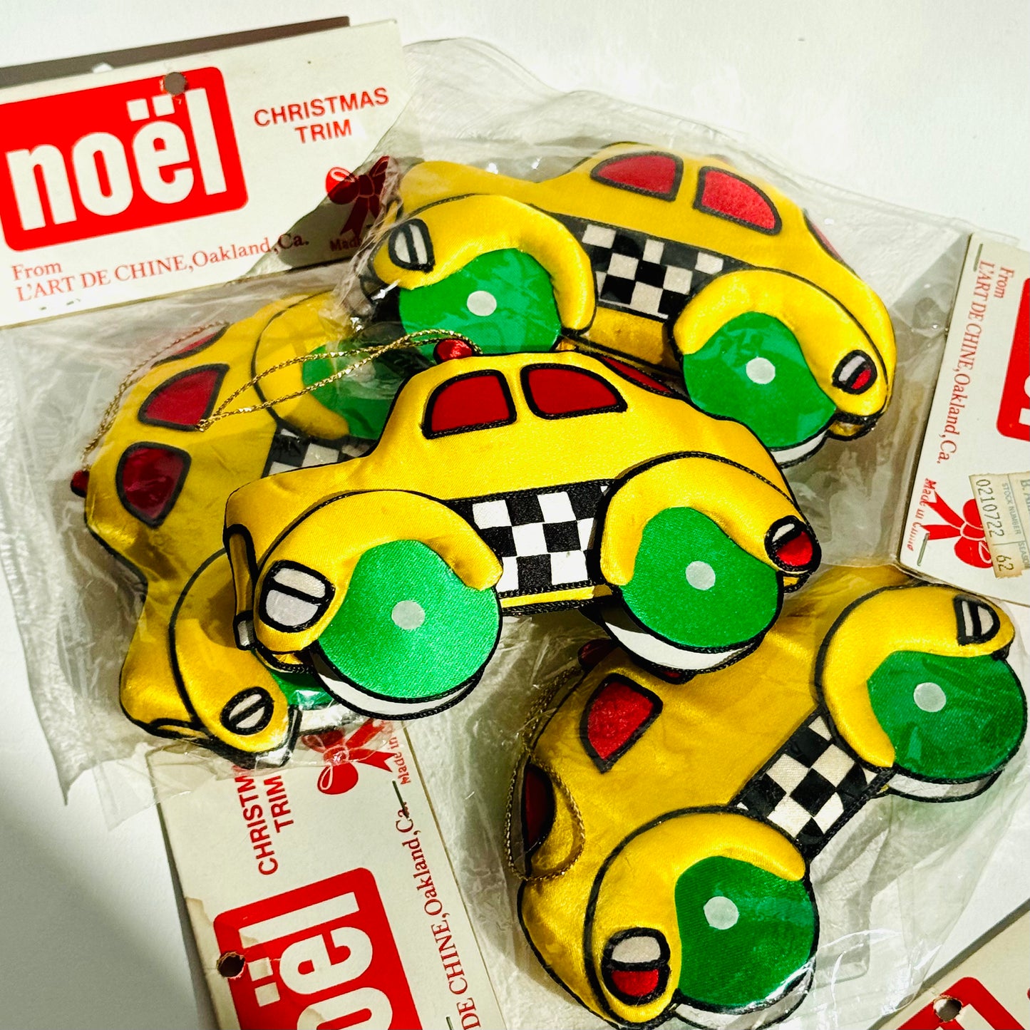 Deadstock 1980s Soft Sculpture NYC Taxi Christmas Ornament