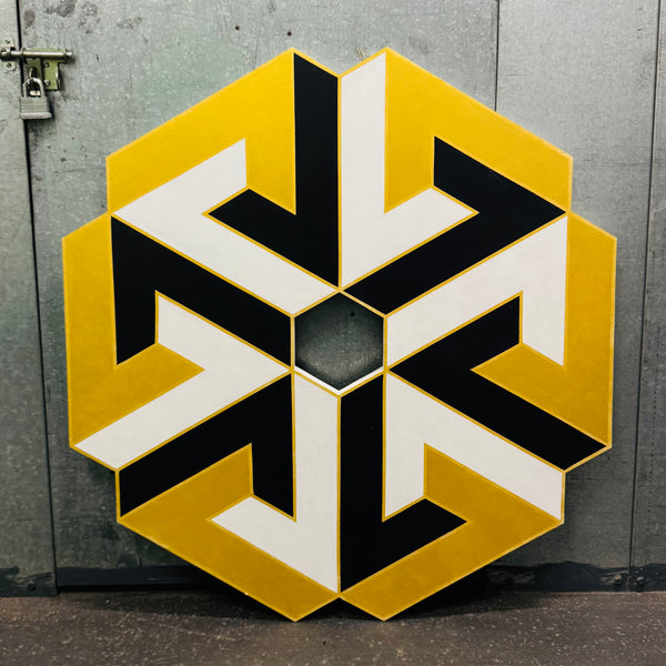 George Palethorpe Large Metallic Op Art Hexagon Painting