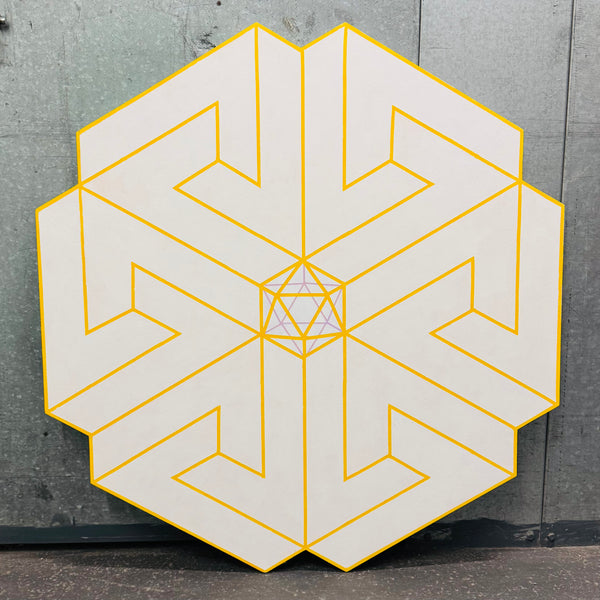 George Palethorpe Large White & Yellow Hexagon Painting