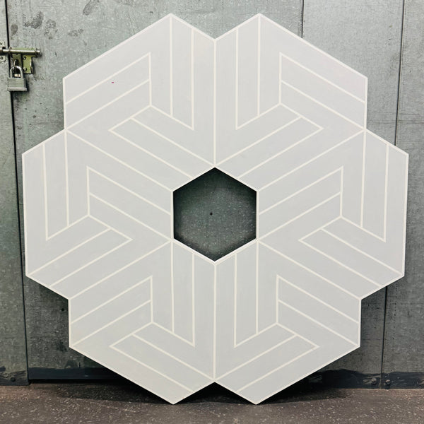 George Palethorpe XL Light Grey Op Art Triangle Hexagon Painting