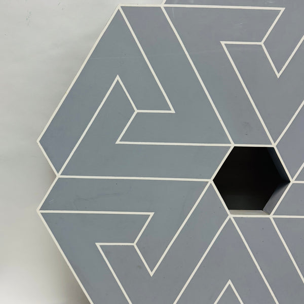 George Palethorpe Large Dark Grey Op Art Triangle Hexagon Painting