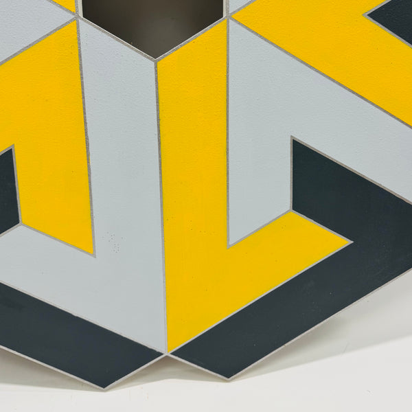 George Palethorpe Large Yellow & Grey Hard Edge Hexagon Painting