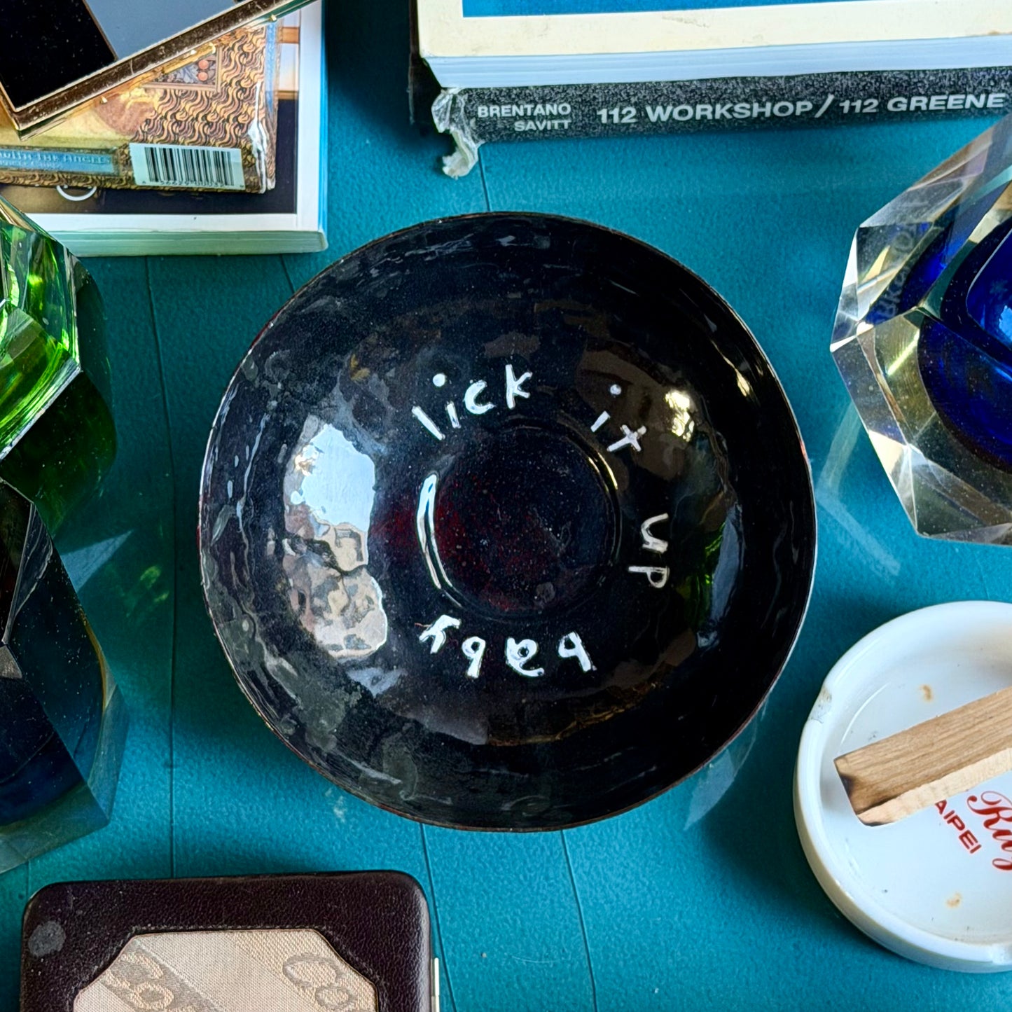 Vintage 'Lick It Up Baby' Enameled Steel Studio Bowl