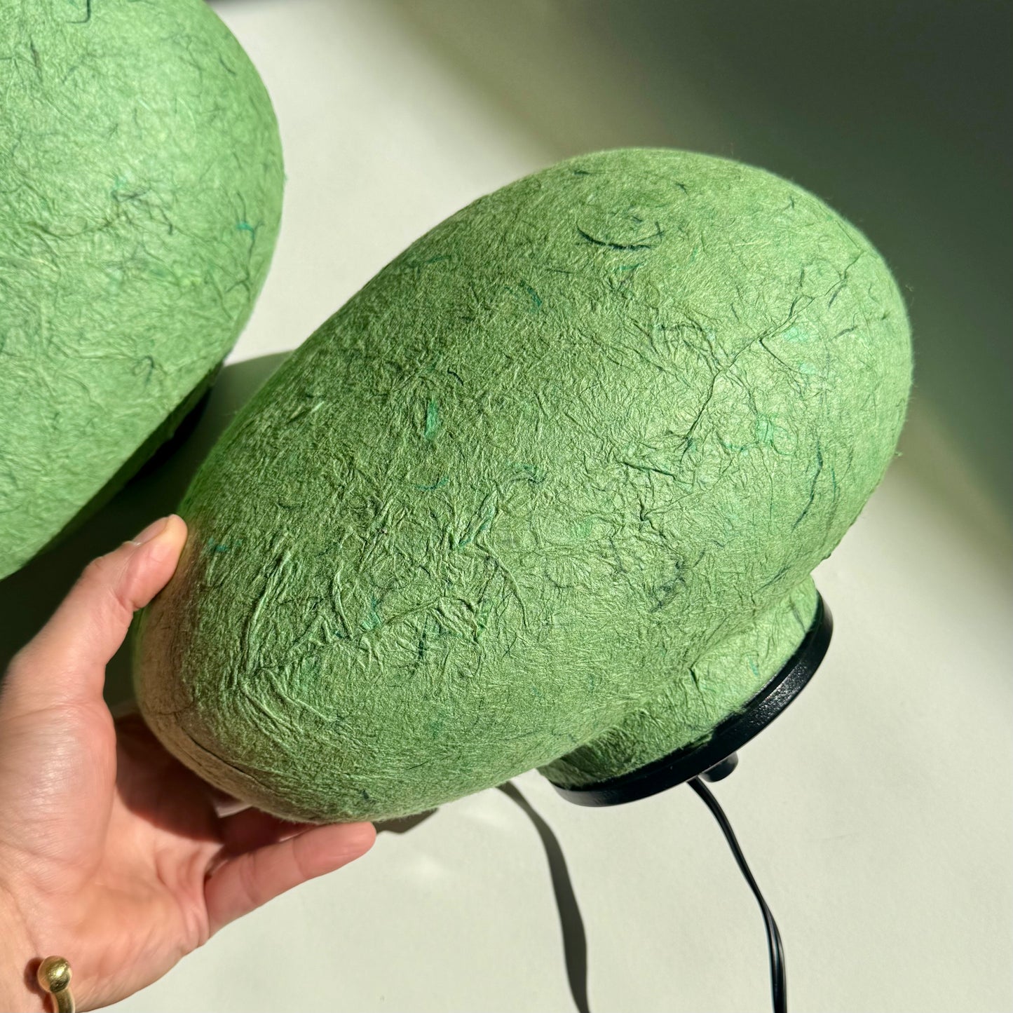 Vintage Oyasumi Tarago Green Biomorphic Lamps