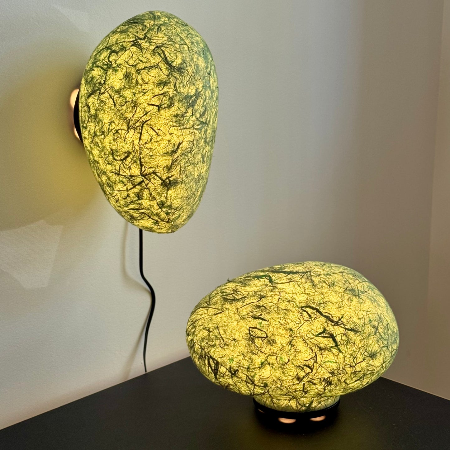 Vintage Oyasumi Tarago Green Biomorphic Lamps