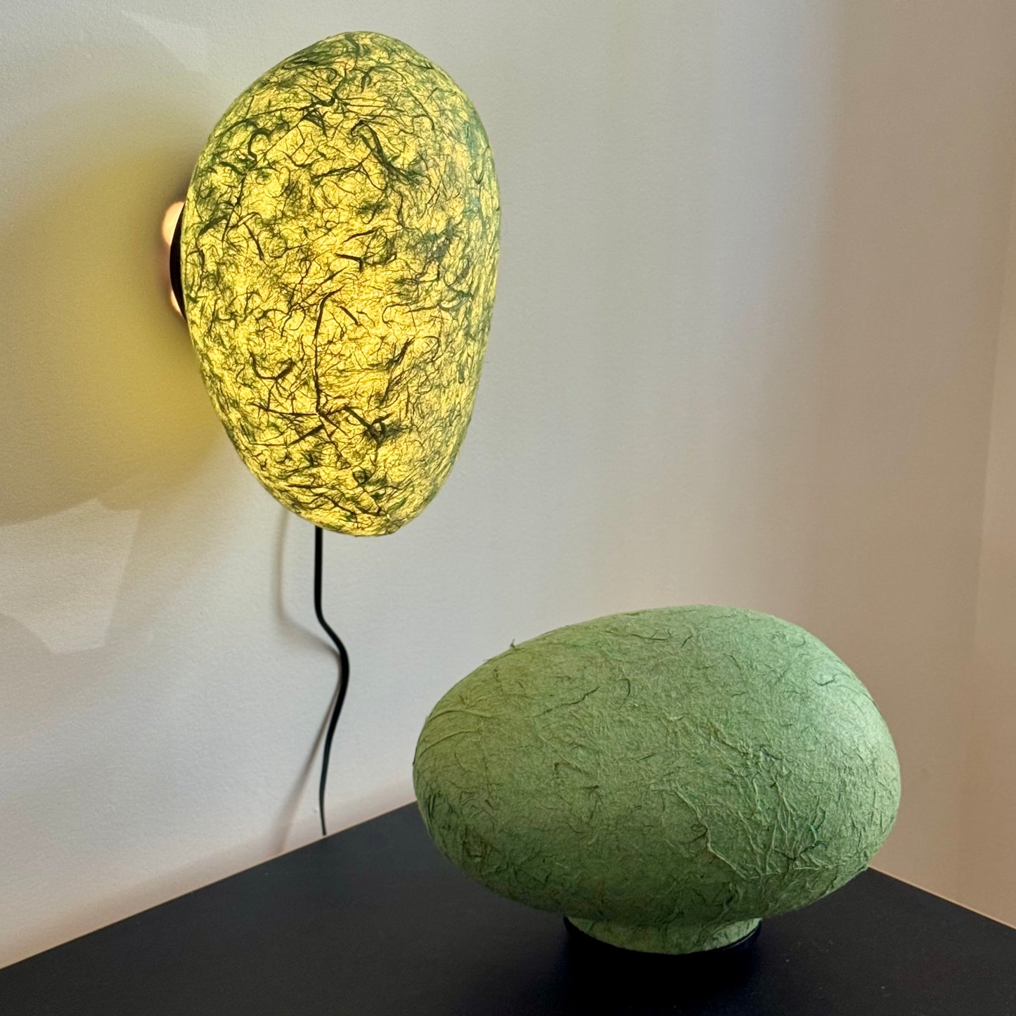 Vintage Oyasumi Tarago Green Biomorphic Lamps