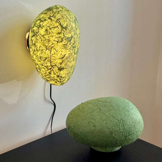 Vintage Oyasumi Tarago Green Biomorphic Lamps