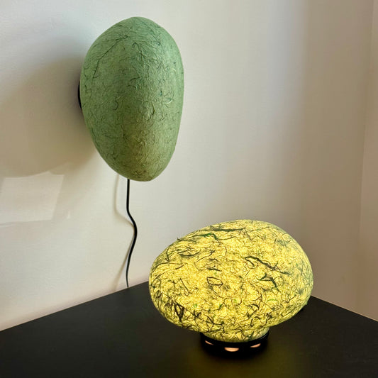 Vintage Oyasumi Tarago Green Biomorphic Lamps