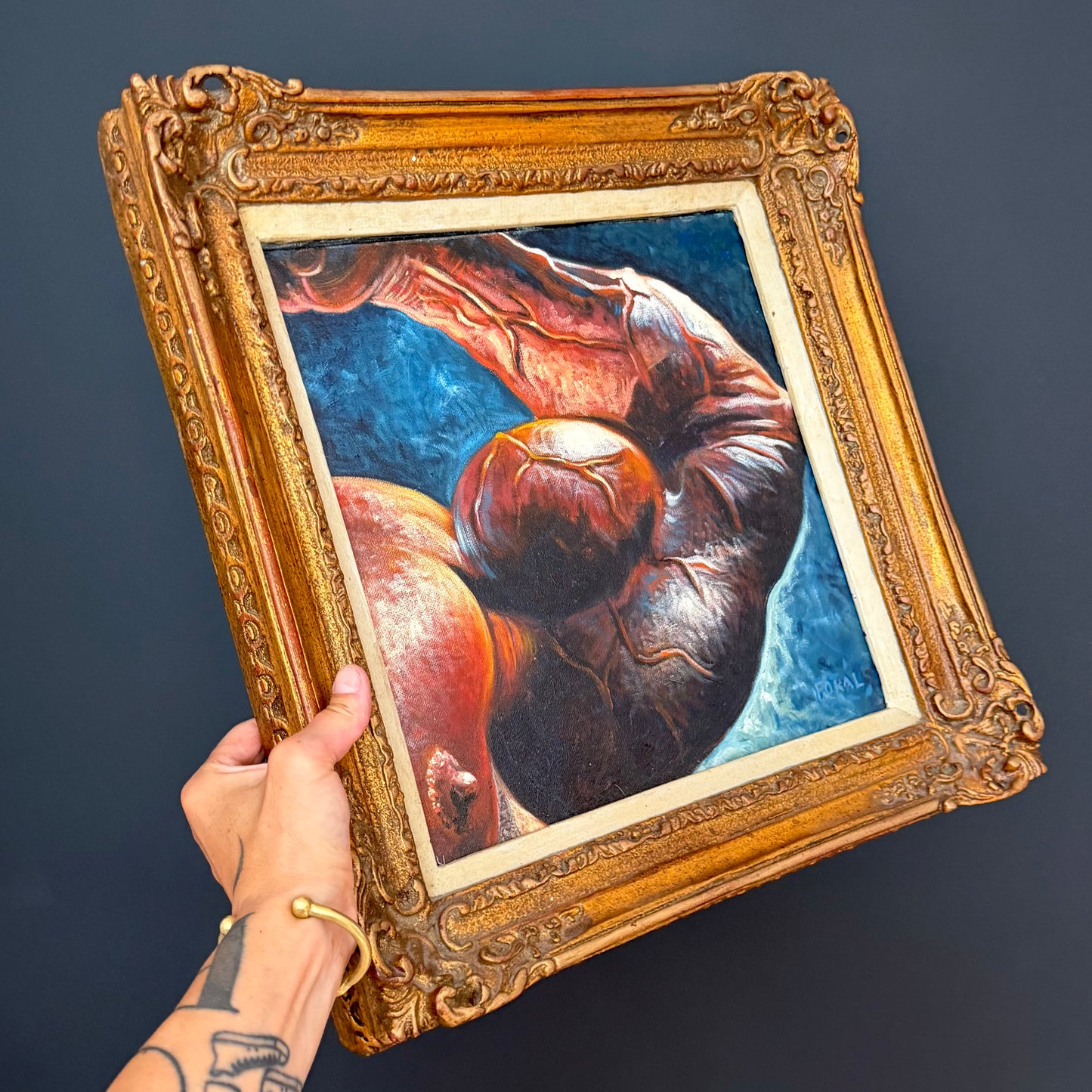 Vintage Thomas Foral Bodybuilder Flex Painting 1995