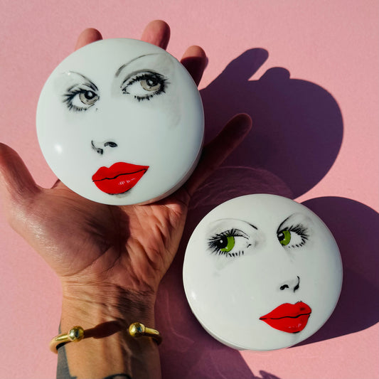 Vintage Glamour Girl Trinket Boxes 1970s