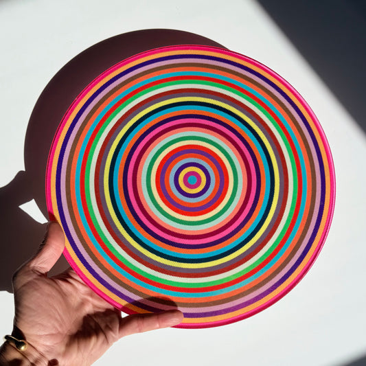 Vintage Multicolor Glass Trivet / Tray 2002