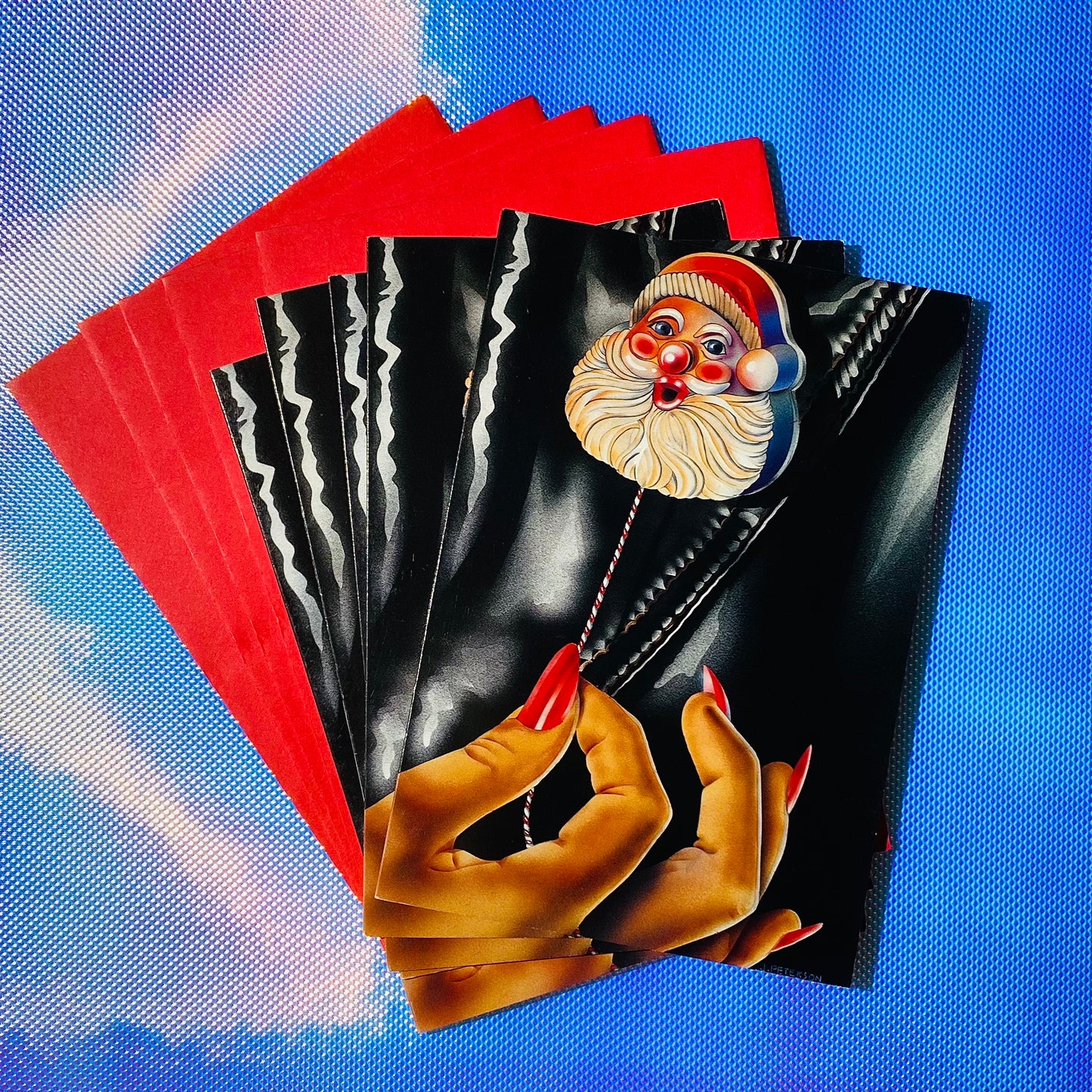 Deadstock 'Santa Pin' Holiday cards s/5