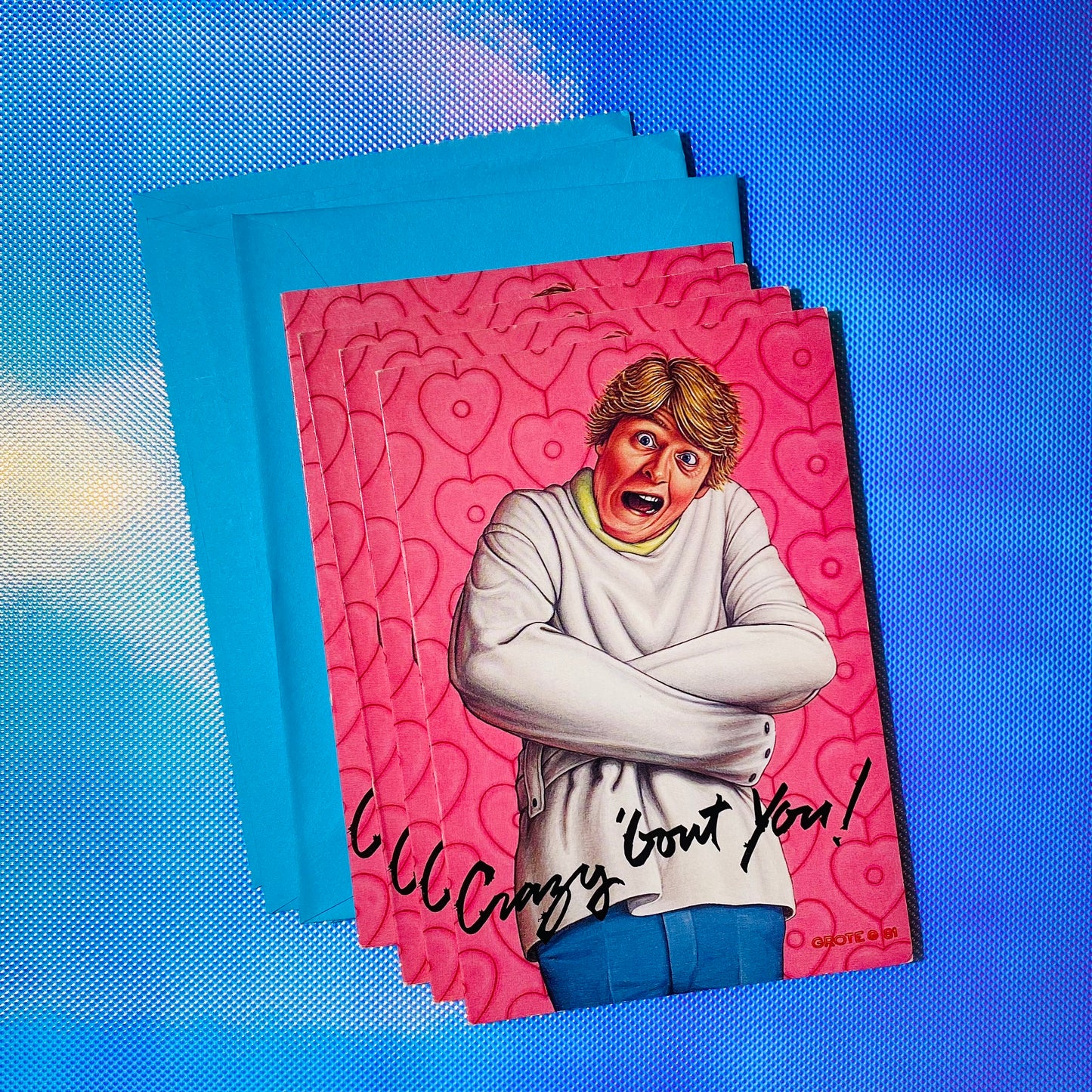 Deadstock Rich Grote 'Crazy 'Bout You' blank cards 1981 s/4
