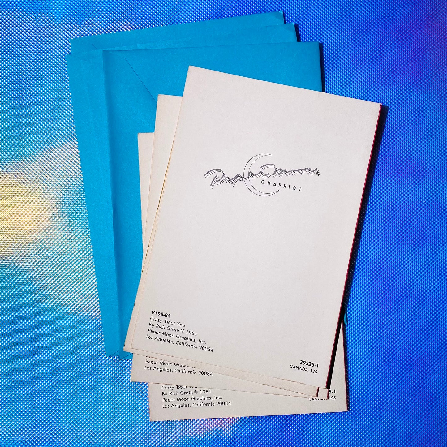 Deadstock Rich Grote 'Crazy 'Bout You' blank cards 1981 s/4