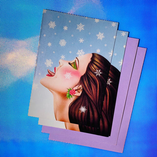 Deadstock Punz Wolff 'Tasting Snowflakes' Holiday cards s/2
