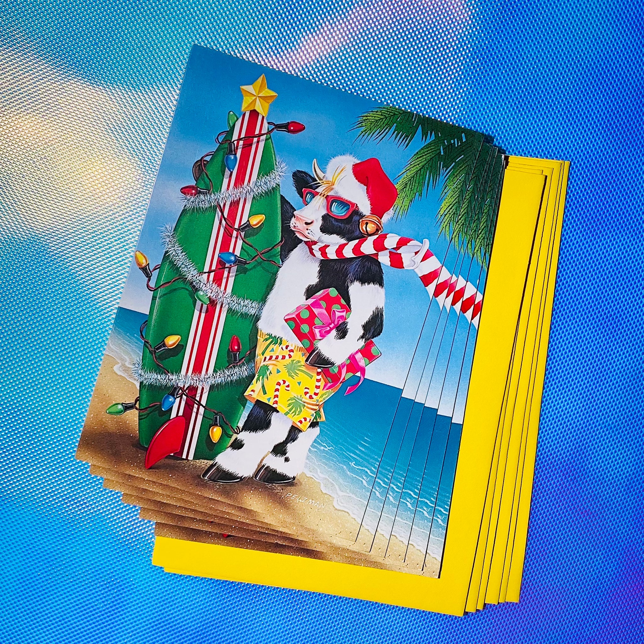 Deadstock Pelzman Design 'Mooooory Xmas' Holiday cards s/6