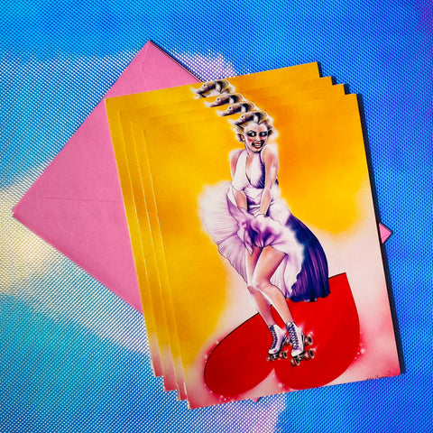 Deadstock Michele Benzamin 'Roller Marilyn' Blank Card s/4