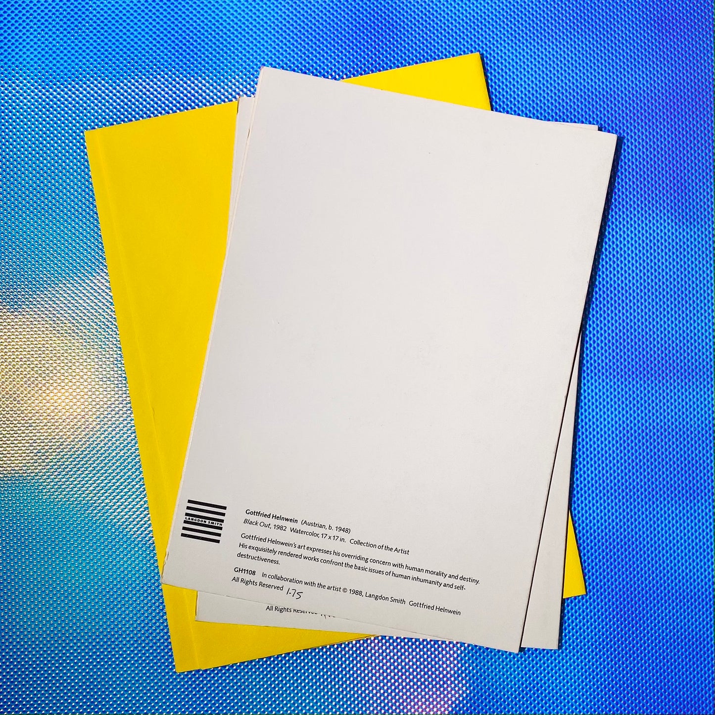 Deadstock Gottfried Helnwein 'Black Out' Blank Cards s/2